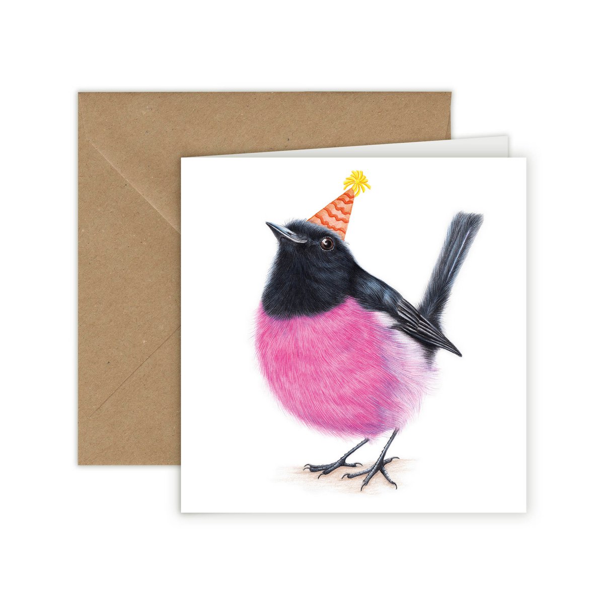 Carte d'anniversaire, carte de vœux, carte d'oiseau, animaux, merle rose