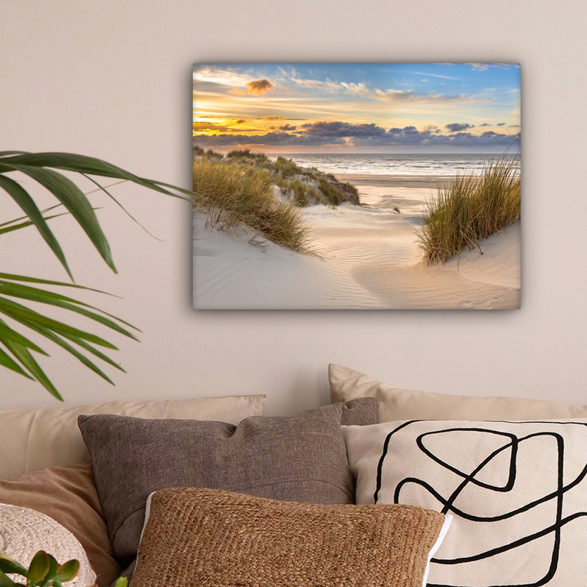 Pintura de lona - Decoración de la pared Beach - Dune - Grass - Sunset - Sala de decoración de la pared - Decoración del dormitorio - Accesorios de habitaciones - Pinturas sobre lienzo