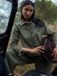 Betty Plaid Green and White Long Pants