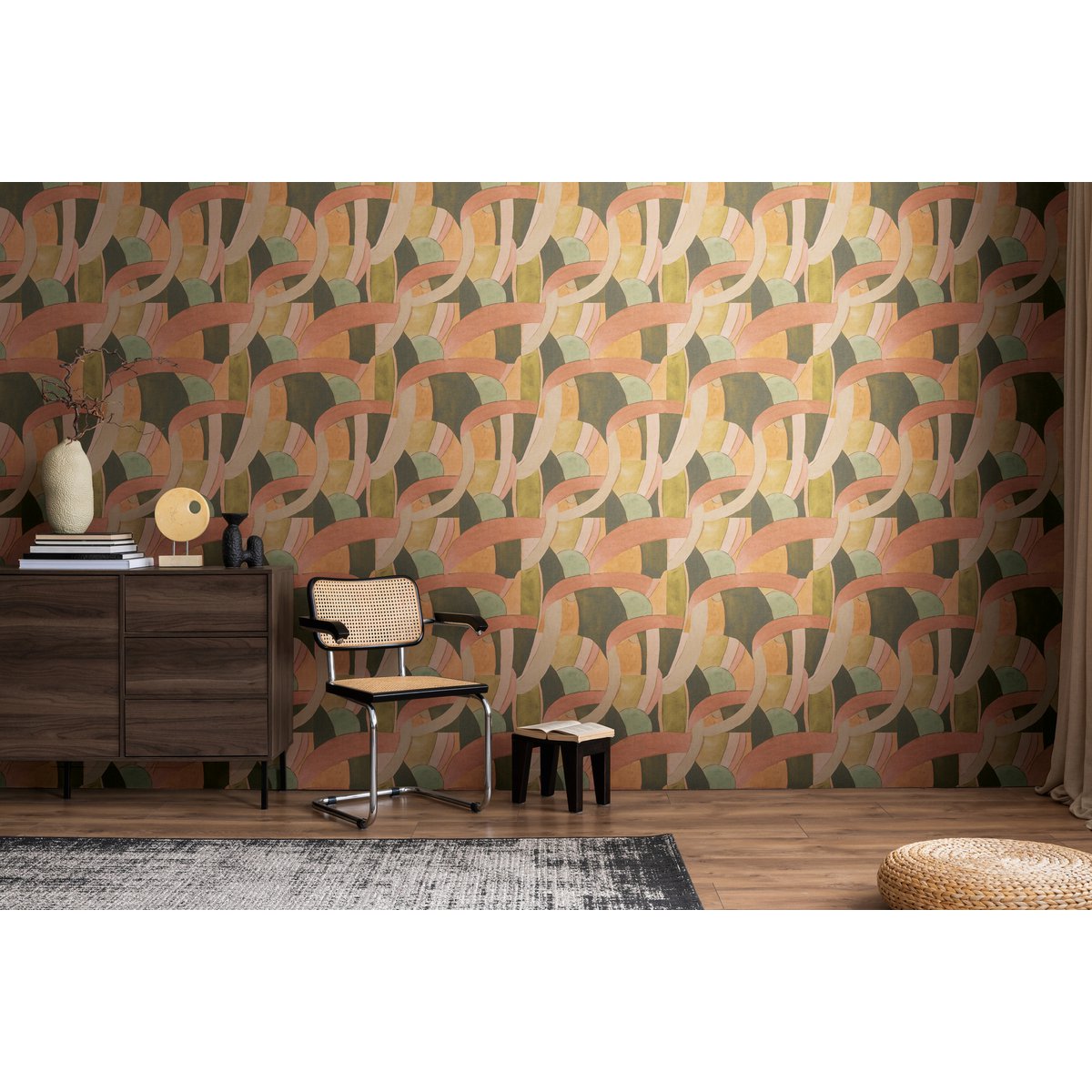 Non-woven Wallpaper Anna D'Andrea  graphic Abstract Orange