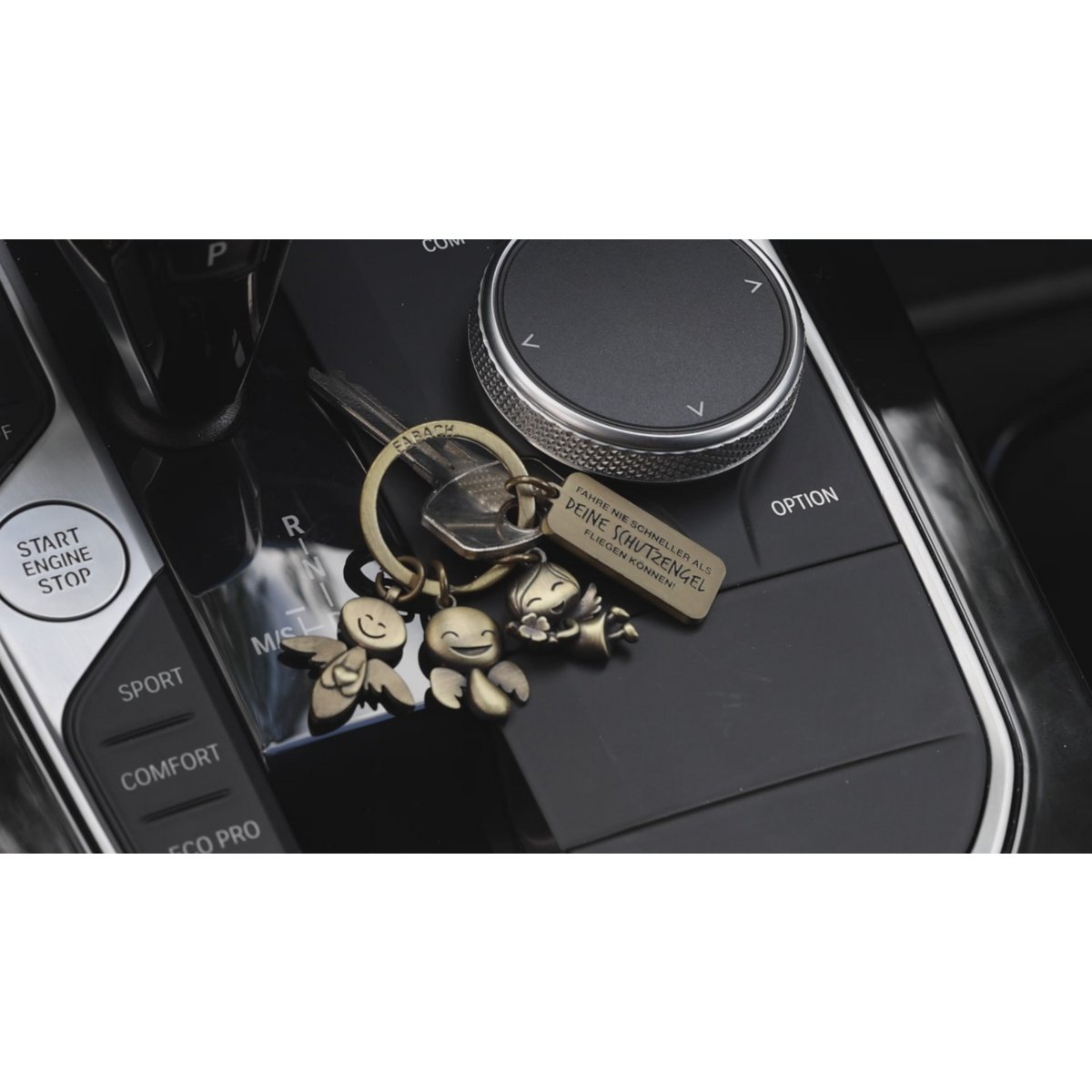 3 Angels" Guardian Angel Keychain - Angel Lucky Charm with Message Engraved "You can do it!"