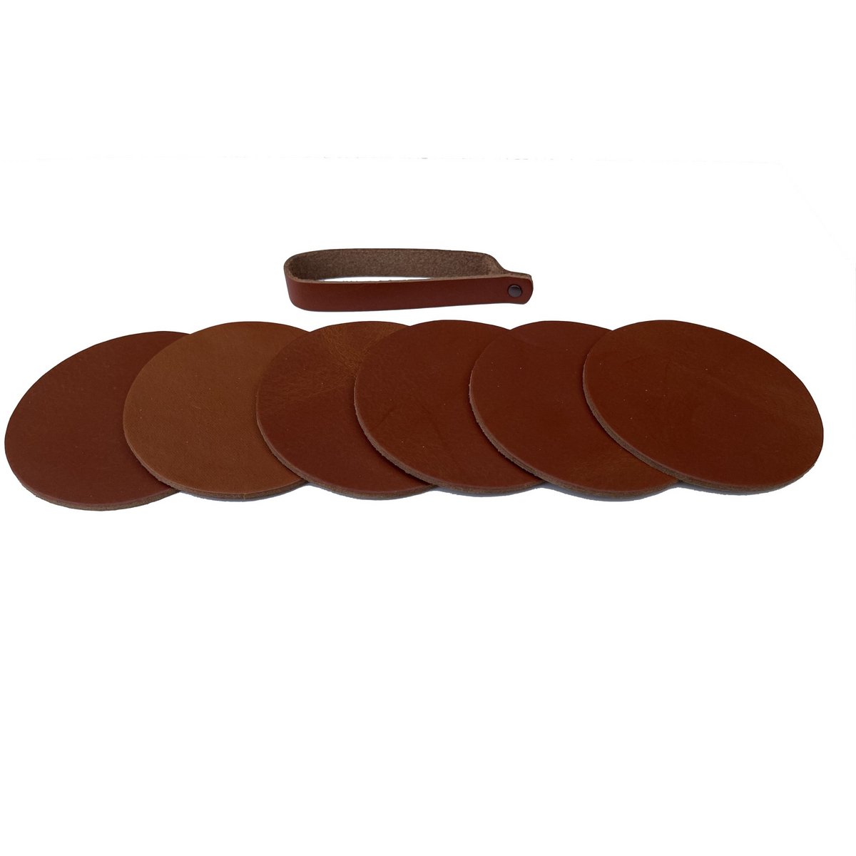 Posavasos (6 piezas) de cuero real redondo negro