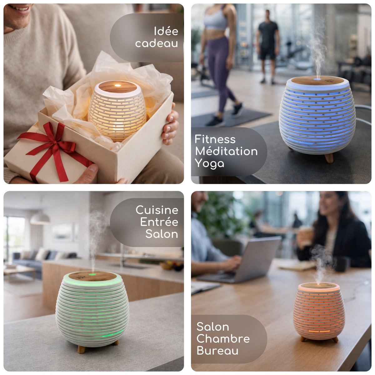 USB ultrasone diffuser – Lina – veelkleurige ledverlichting – modern en discreet – decoratie cadeau-idee