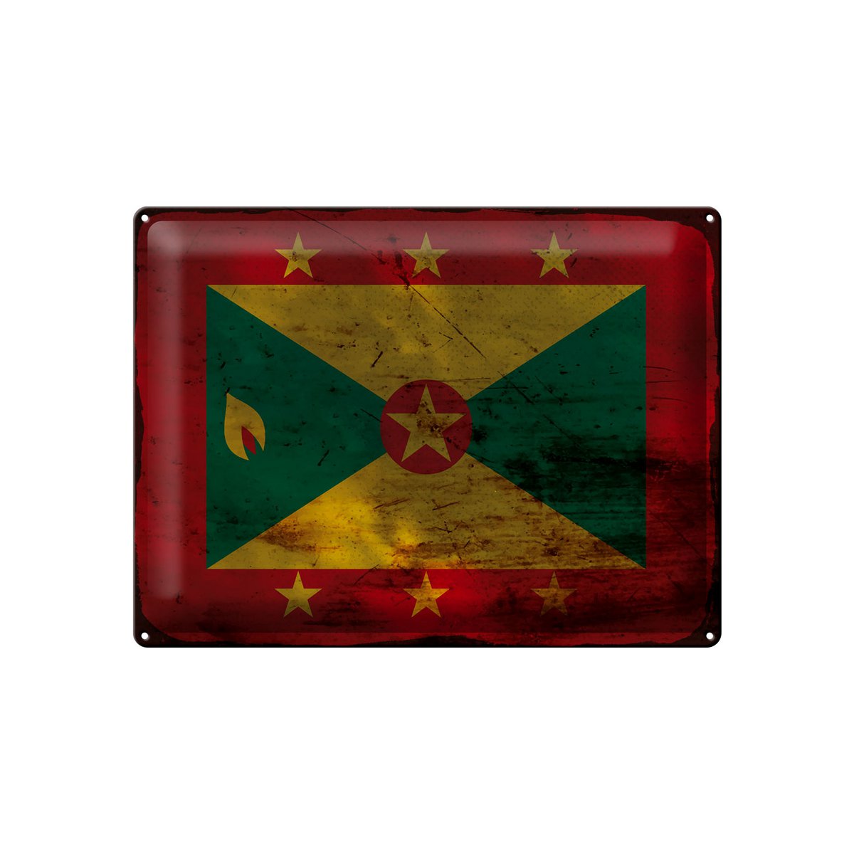 Blechschild Flagge Grenada 40x30cm Flag of Grenada Rost