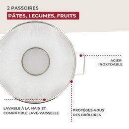 Set van 2 roestvrijstalen vergieten 20 cm en 26 cm Fackelmann