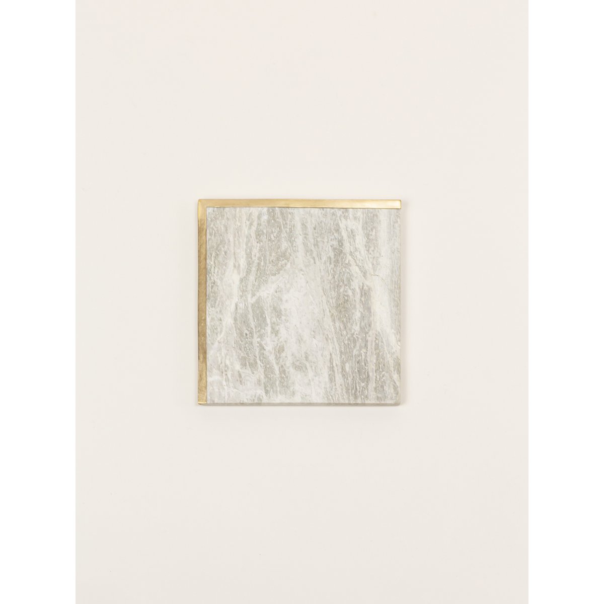 Square natural stone bottle coaster with half edges in brass