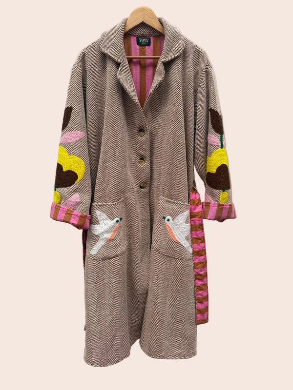 TOUT - Cappotto con uccelli in tweed