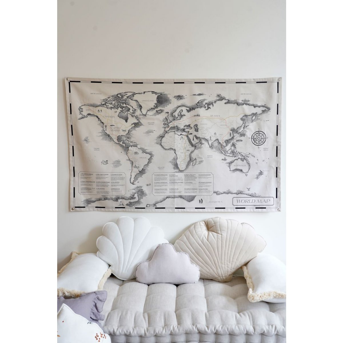 Cotton world map for children "Civilisational achievements"