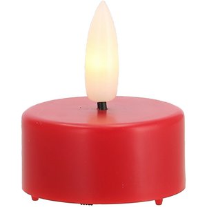 LED tea light, D37mm, with timer, button cell, for indoor use, red