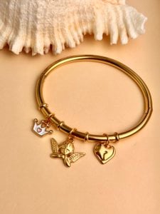 Steel charms rod bracelet