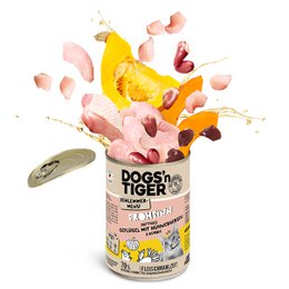 Dogs’n Tiger Adult, cibo per gatti, Frohsinn, cibo umido per gatti, senza cereali, pollame e zucca