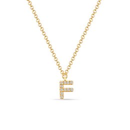 Letter "F" necklace, 14K yellow gold with diamonds