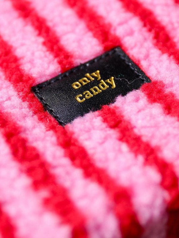 Kun slikpose pink rød stribe lavet af teddy stof