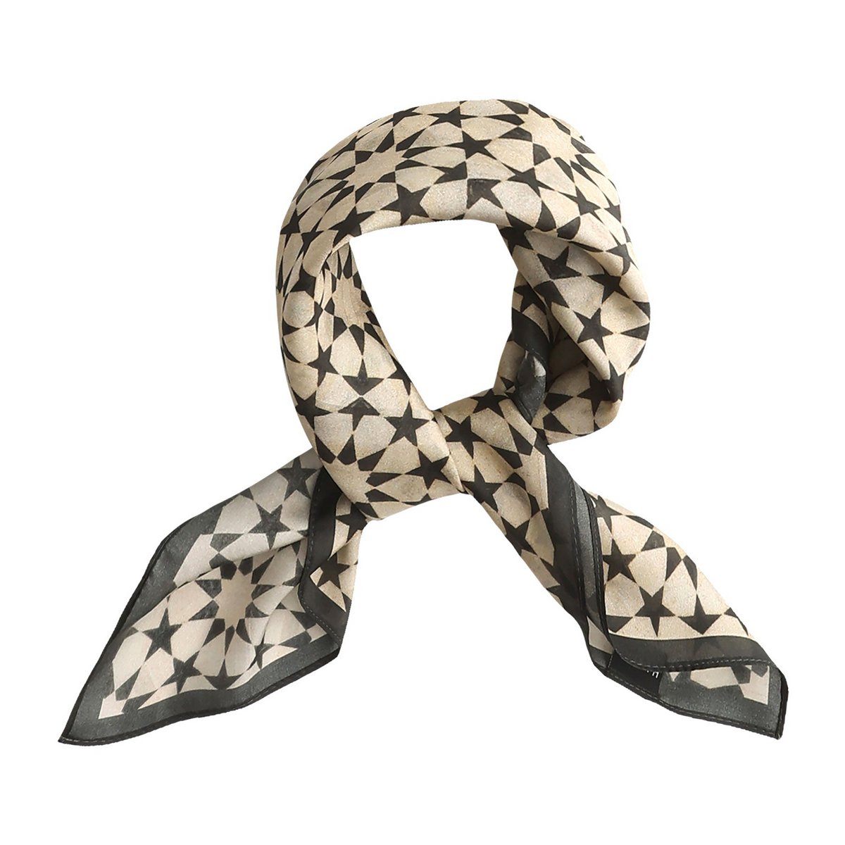 Black and Cream Silk Square Scarf Nujum