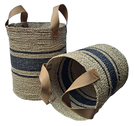 Seagrass rund kurv S/2 håndterer bomuld