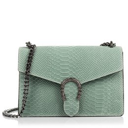 Florence Artegiani. Luce Women's Handbag. Genuine Leather Suede Engraving Snake