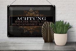 Blikskilt opslag 20x30 cm besøgende skal godkendes af hundeskiltet