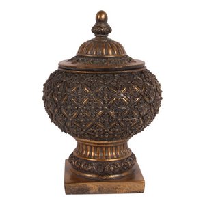 Decoratief doosje hars h.27 Ø18,5 cm