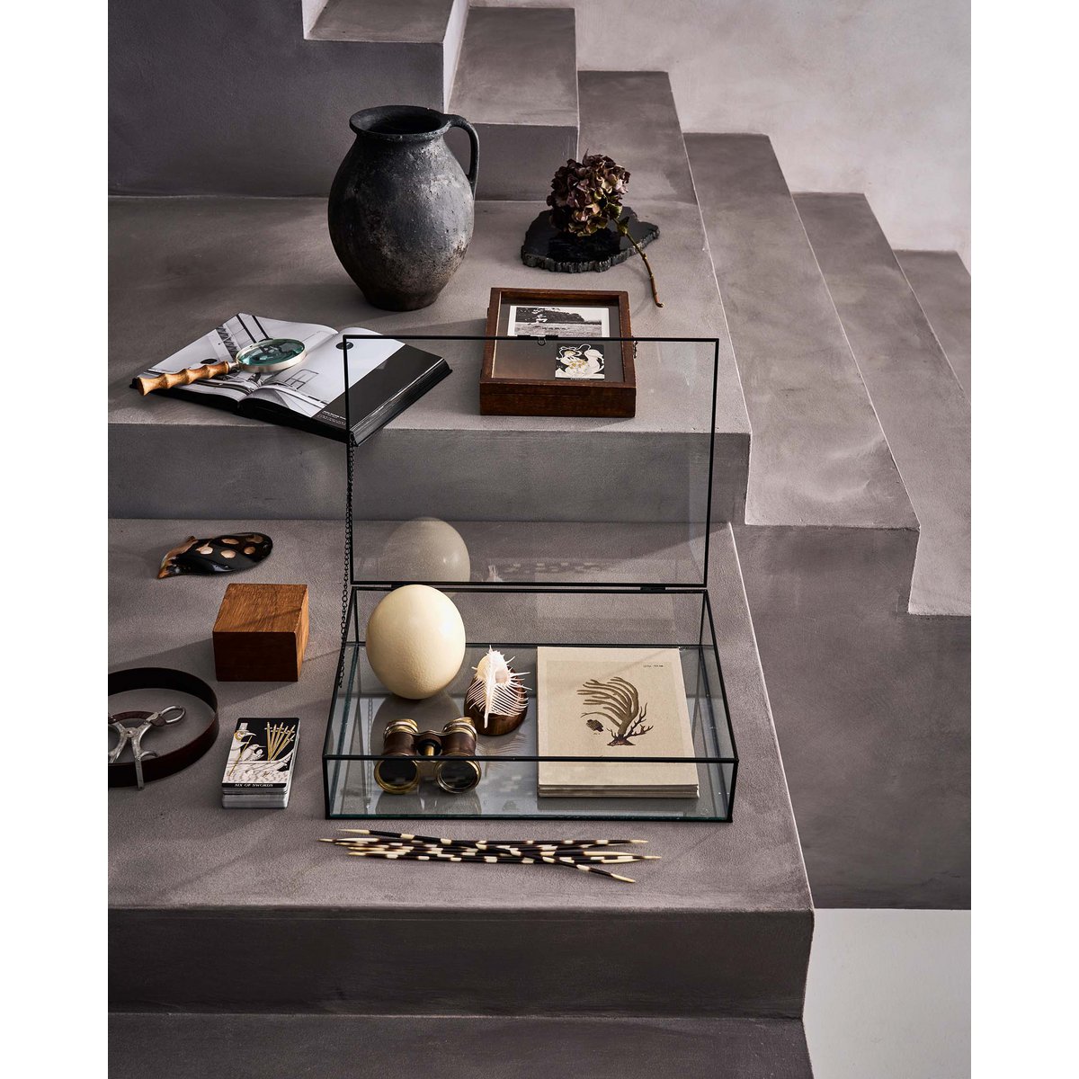 Storage Box Glass with Metal Black Frame 21x33x9cm