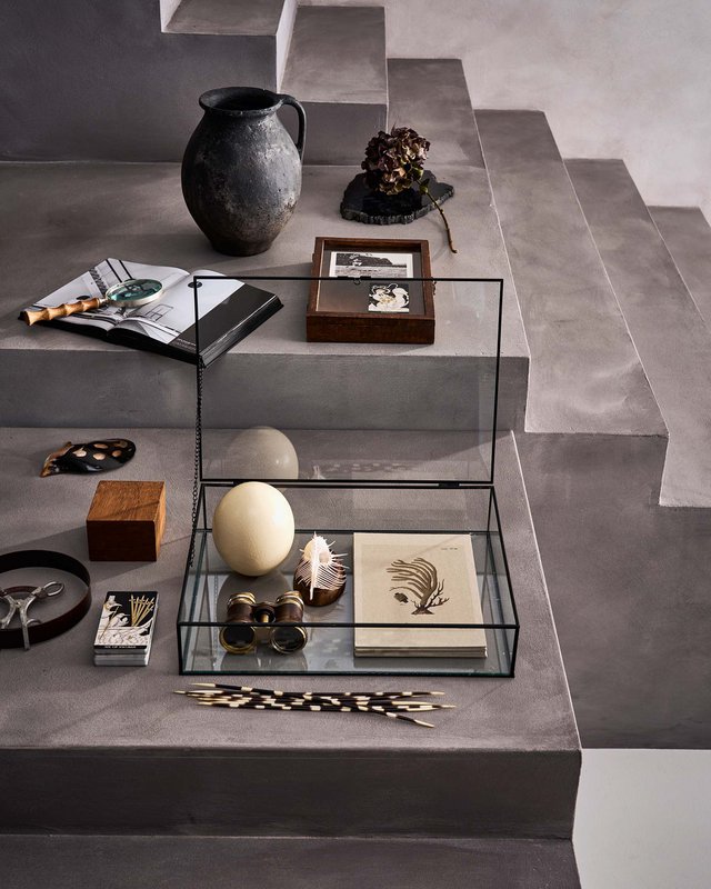 Storage Box Glass with Metal Black Frame 21x33x9cm
