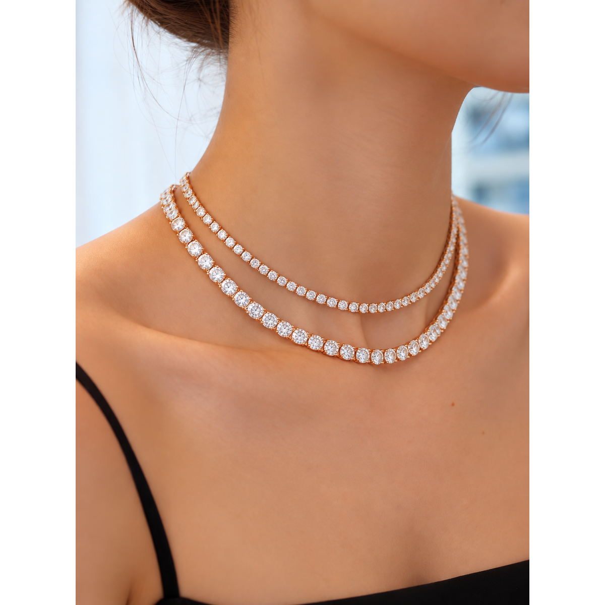 Timeless Diamond-Look Rivière Choker Necklace