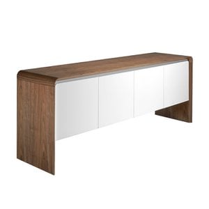 Sideboard aus Nussbaumholz und weiße Türen