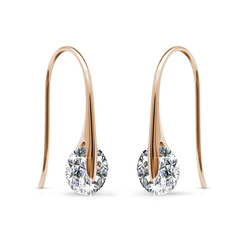 Classy Earrings - Rose Gold and Crystal