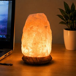 Lampa USB z kryształem soli himalajskiej – Rock 600g – Podstawa drewniana – Przedmiot dekoracyjny