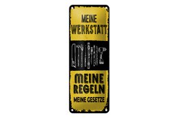 Tin sign saying 27x10 cm My workshop my rules my laws sign