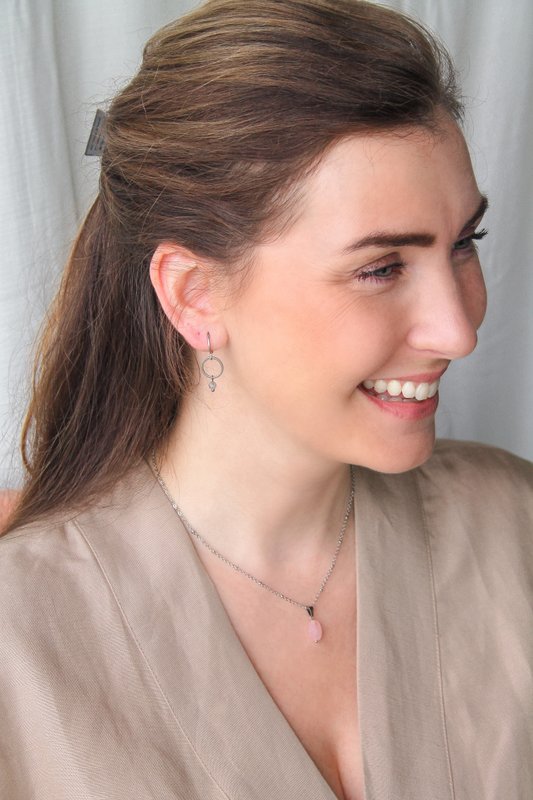 Necklace Rose Quartz Faceted - Silver