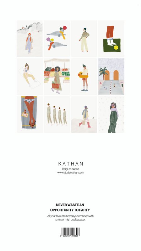 LUSSUOSO E ORIGINALE CALENDARIO COMPLEANNO . Studio KATHAN