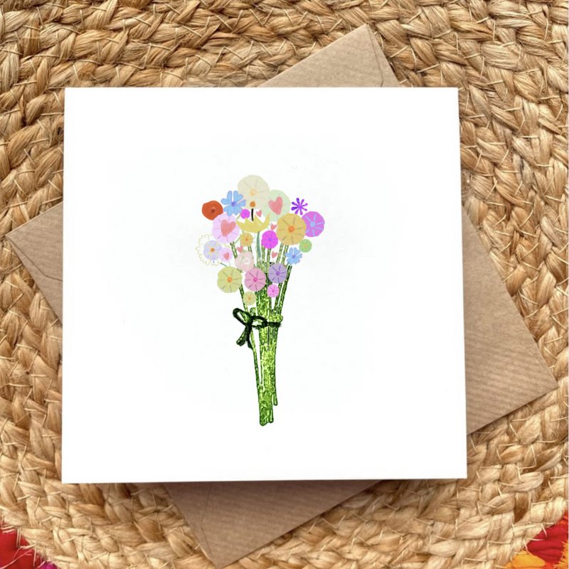Carte Champ Bouquet Pastel