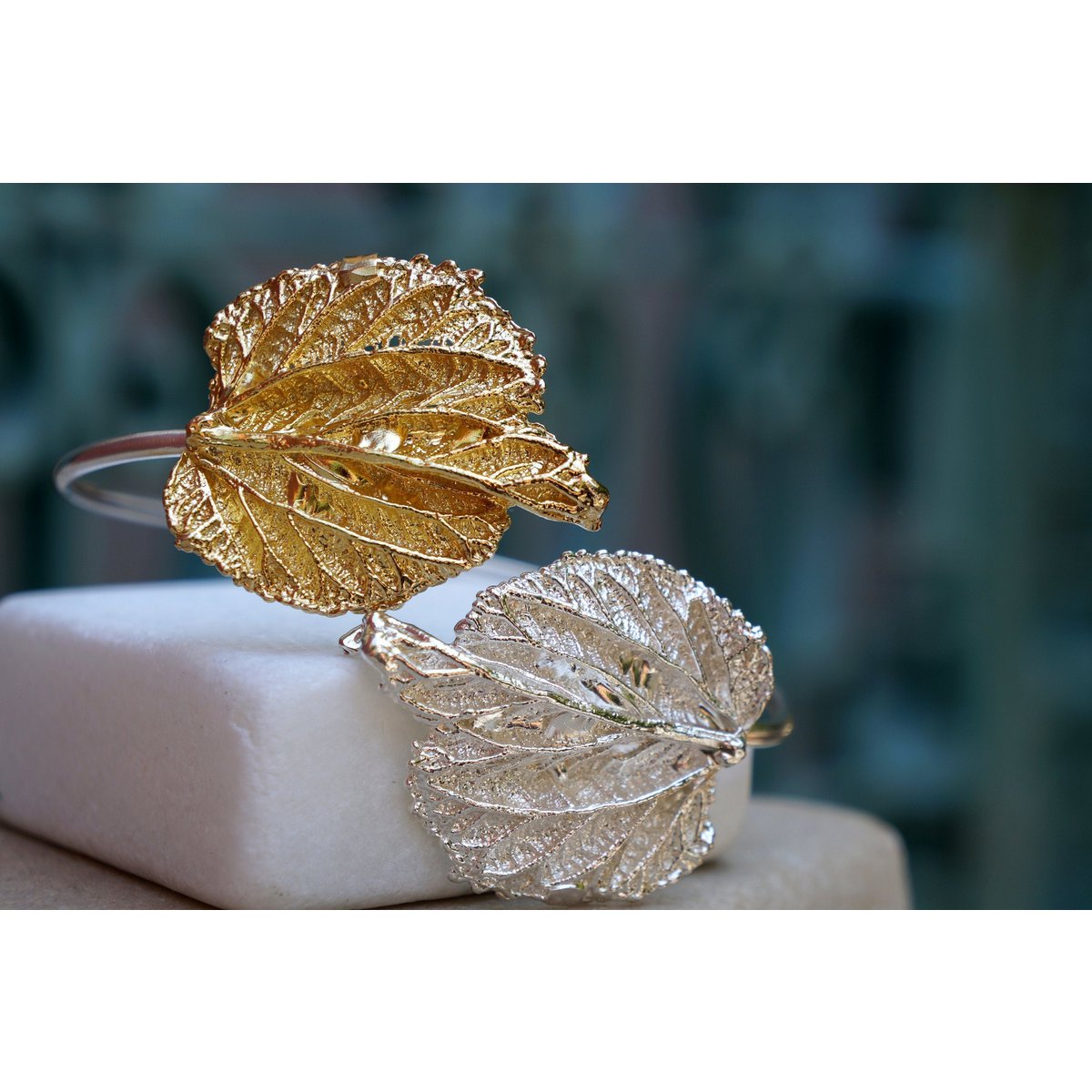 Mulberry Leaf zilveren armband, verstelbaar gerecycled sterling (handgemaakt)