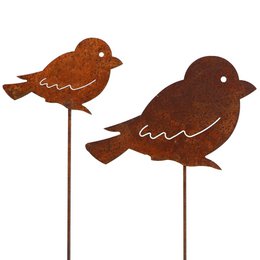 Metal decorative bird for hanging or on a stick Rust decoration for the garden and living room
