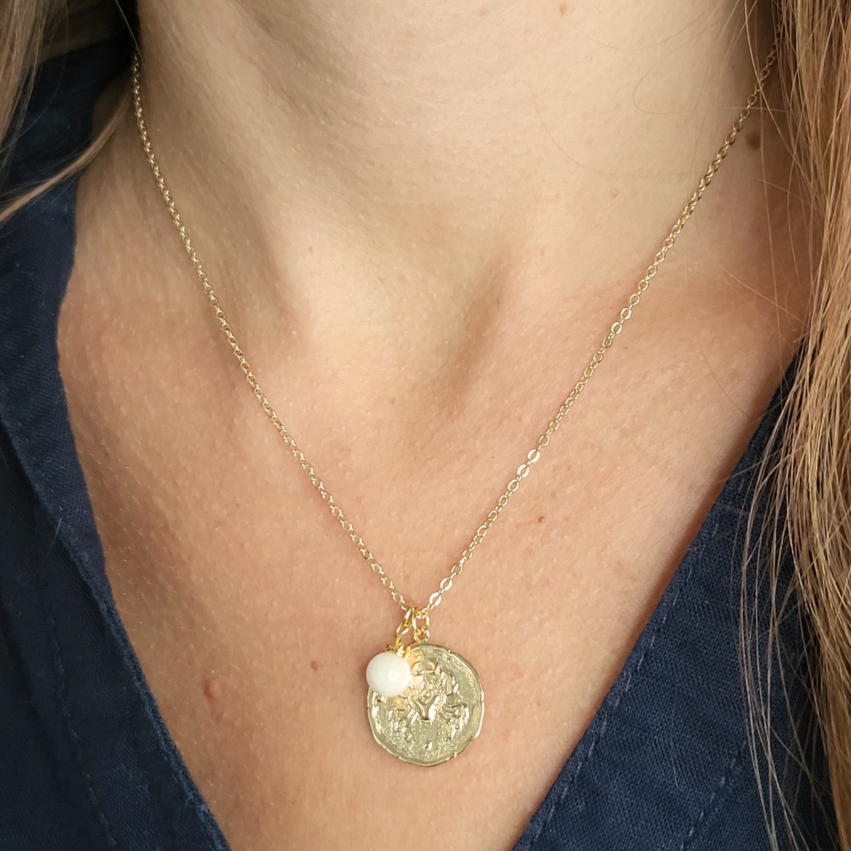 Zodiac Medallion Disc Necklace - Birthstone Pendant