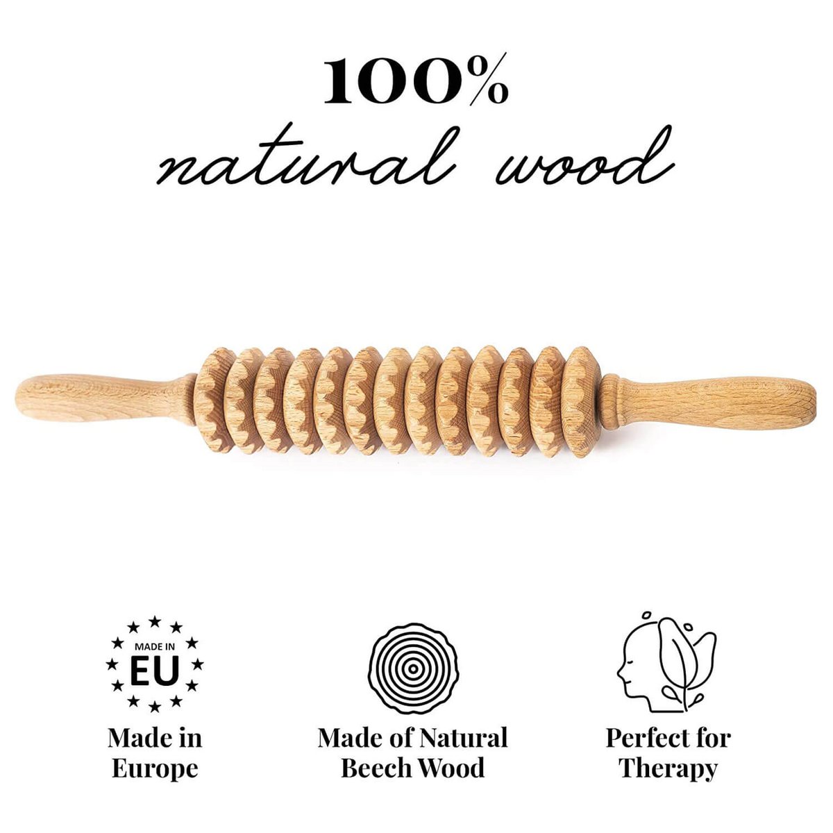 Rodillo de madera para masaje de celulitis Masajeador de drenaje linfático Maderoterapia