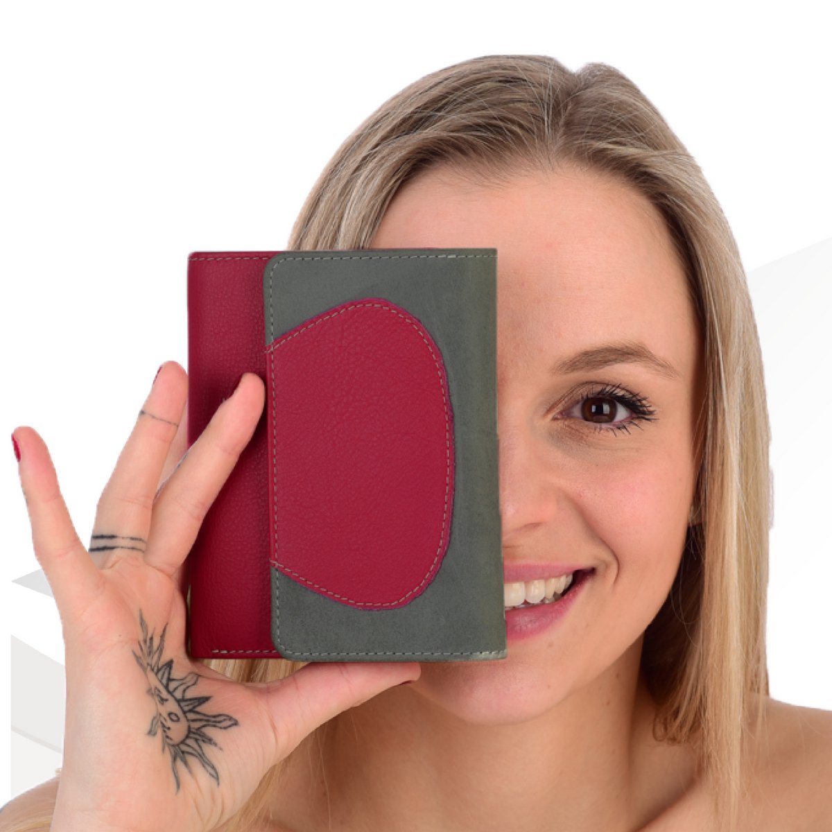 Sunsa damesportemonnee. Leren portemonnee. Portemonnee met RFID-bescherming. Portemonnee gemaakt van overgebleven leer. middelgrote portemonnee voor dames met veel creditcardvakjes - portemonnee voor dames, cadeau-idee