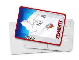 Cartolina da viaggio in latta 10x14 cm Insegna decorativa Svizzera Zermatt alberi di neve