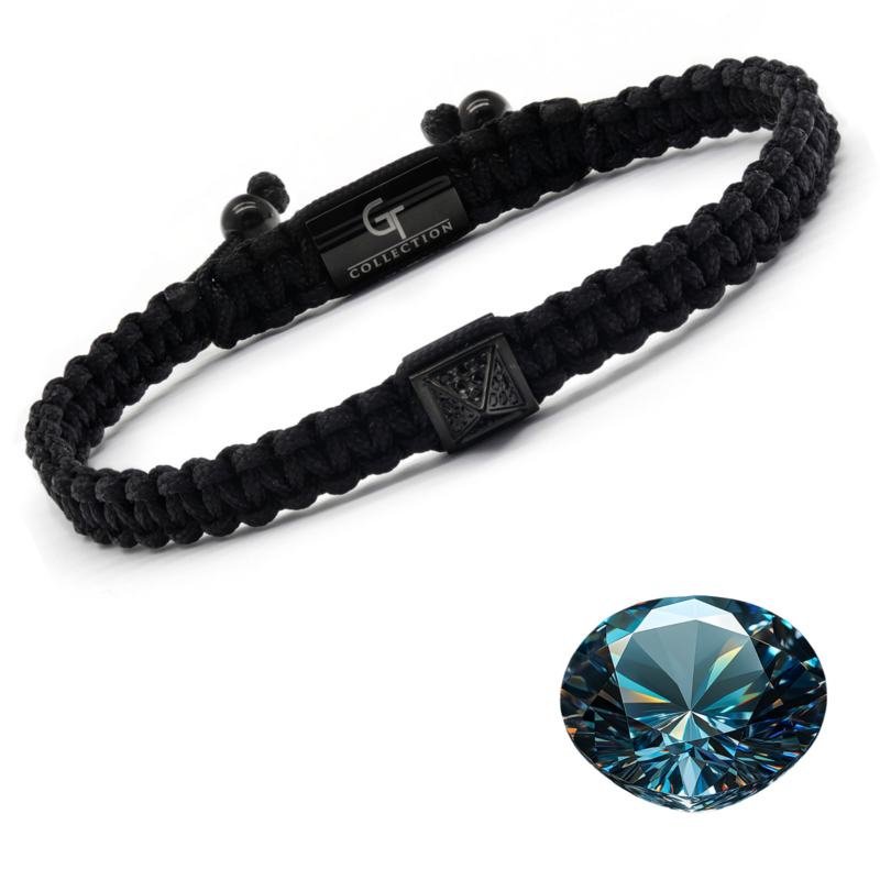 Bracelet Homme Pyramide Noir avec Zircon