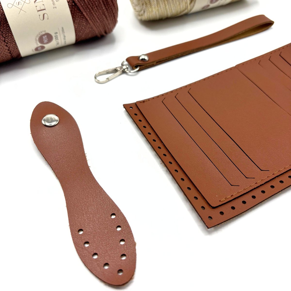 PU-Leder-Geldbörsen-Set mit Handschlaufe
