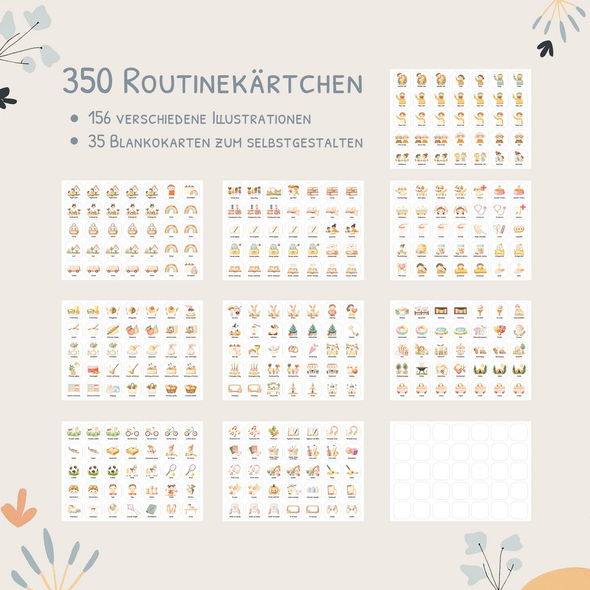 Weekly planner children including 350 routine cards - motif Little Elephant