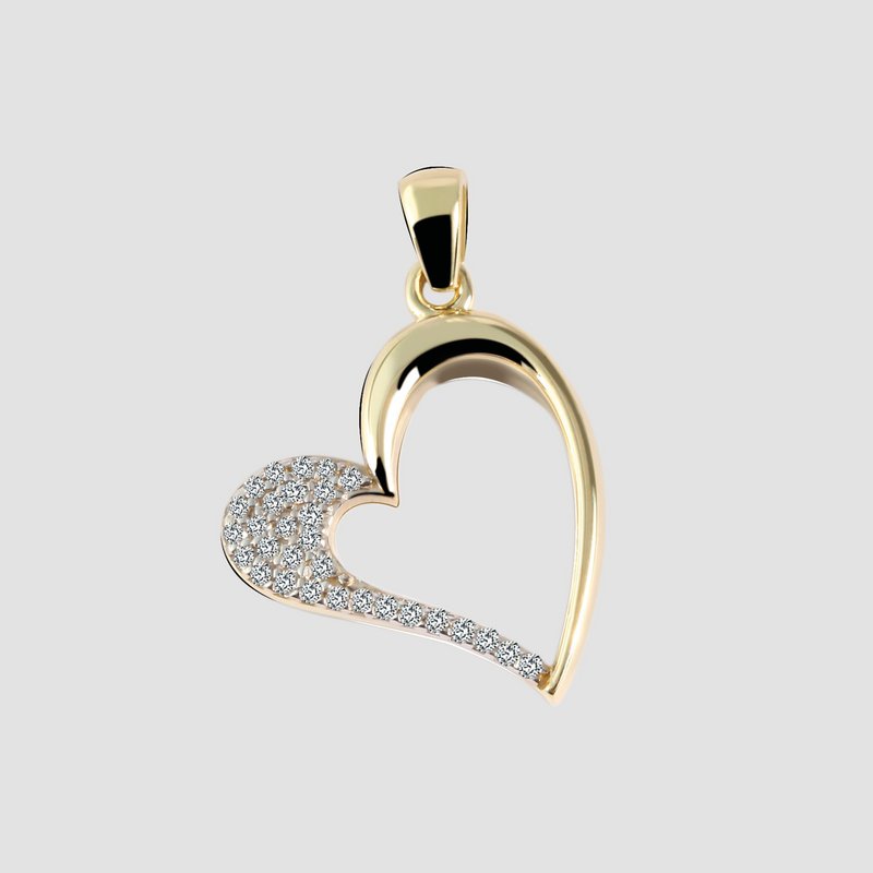 375/- guldvedhæng "Joy" uden kæde, hjerte, zirkoniakant, 9 karat, gult guld