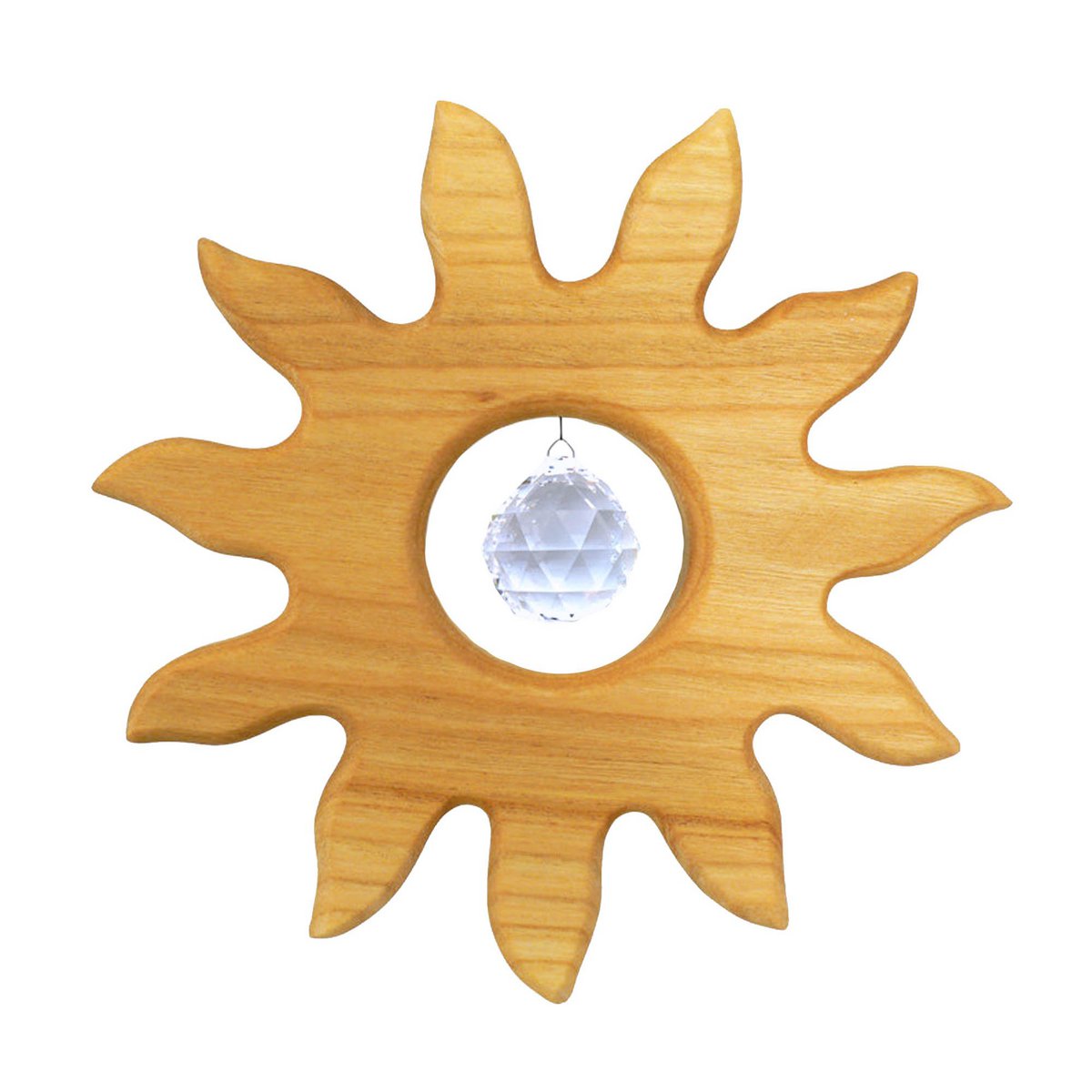 Wooden decoration made of wood sun big with crystal