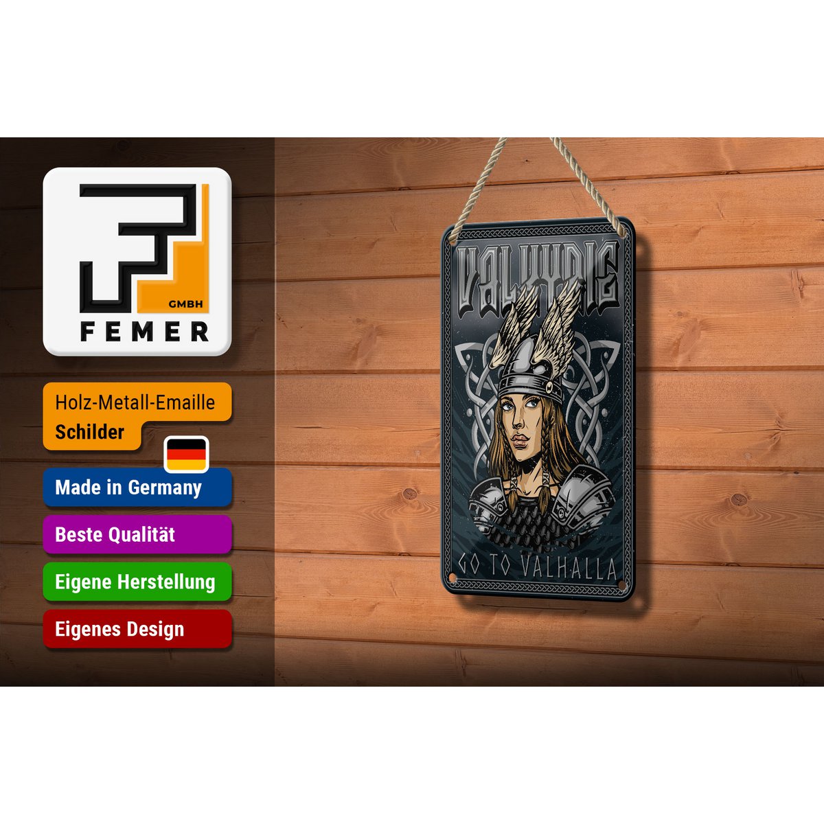 Tin sign saying 12x18cm Valkyrie go to Valhalla Viking decoration
