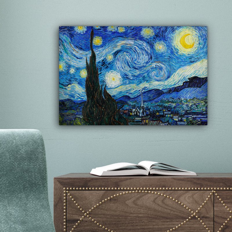 Canvas Maleri - Wall Decoration - De Sterrennacht - Vincent Van Gogh