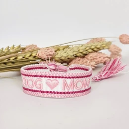 Woven bracelet dog mom light pink