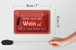 Blikken bordje met de tekst 18x12cm Kom open de wijncadeaudecoratie