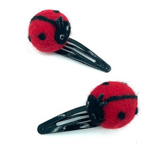 Luna-Leena hair clips ladybird (set) - red - felt wool - handmade in Nepal