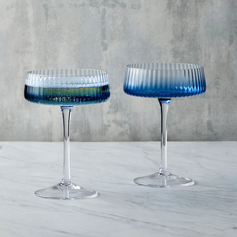 Set of 2 Empire Blue Champagne Coupe Glasses