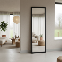 Fuldlængde spejl 60x200 cm Sort - Stålvægspejl Stort - Stående spejl